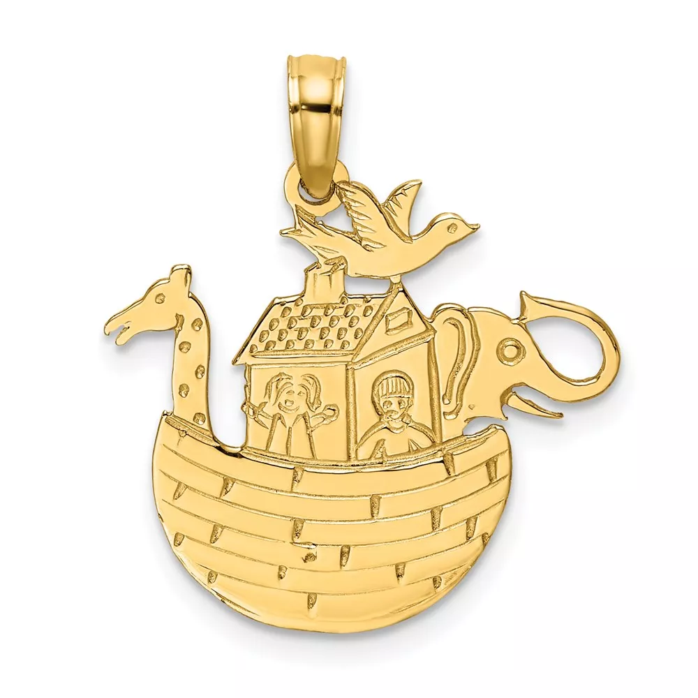 14K Textured Flat Noahs Ark Charm