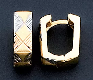 14k Tri-color Gold 16.2mm Huggies Earring.