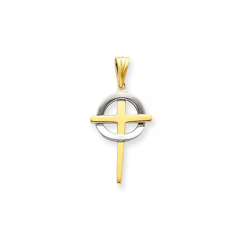 14k Two-tone Gold Celti Cross Pendant