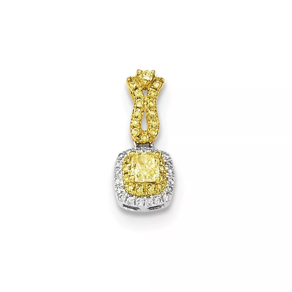 14k Two-tone Gold Fancy Yellow Diamond Pendant