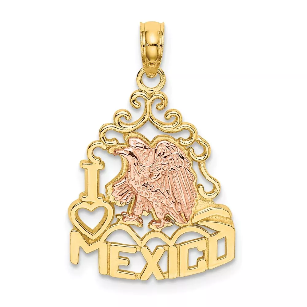 14k Two-tone Gold I HEART MEXICOw/ Eagle Charm