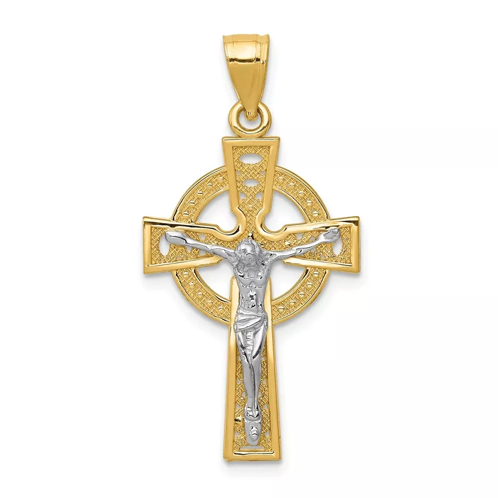 14k Two-tone Gold Iona Crucifix Pendant