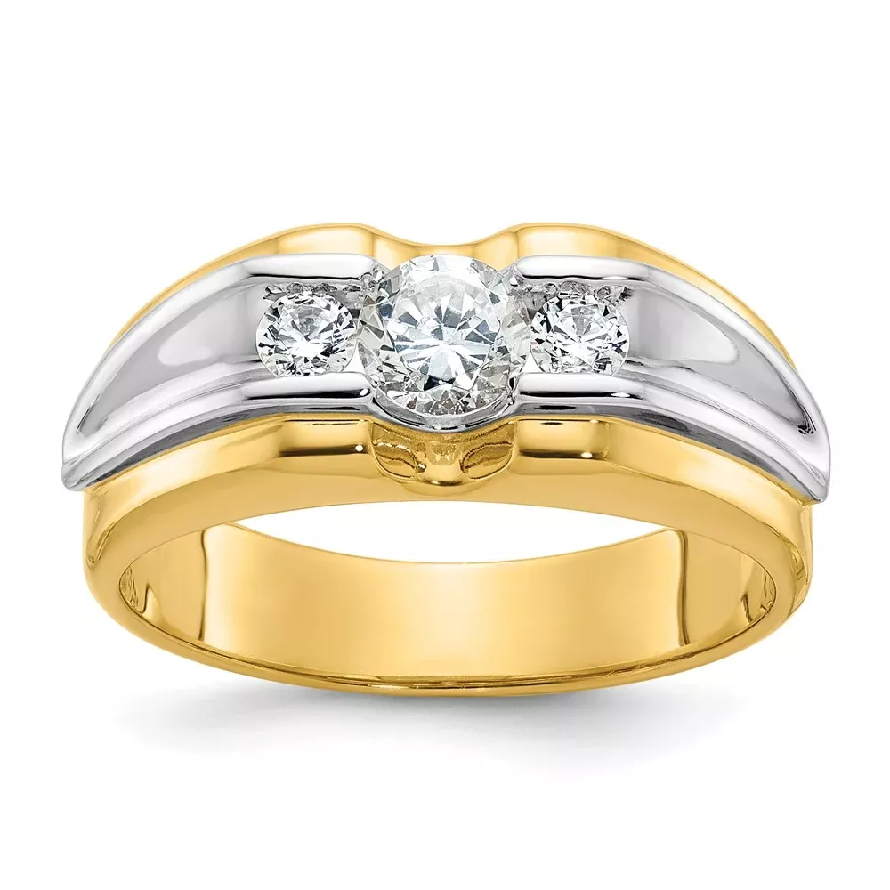 14k Two-tone Gold Men's 3 /4 carat Diamond Complete Ring