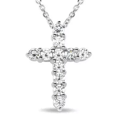 14k White Gold 0.75ct Diamond Cross Pendant