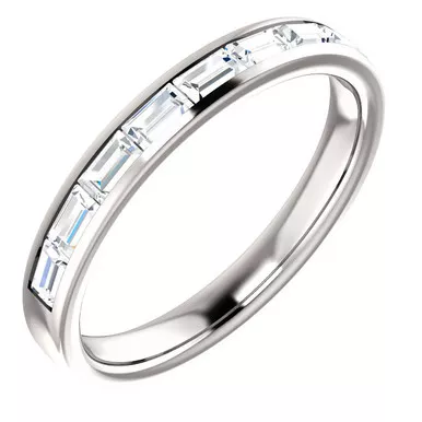 14k White Gold 1.0 ct Channel Set Baguette Diamond Band 3.0mm