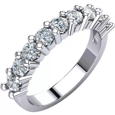 14K White Gold 1.00 9 Round Diamond Anniversary Band