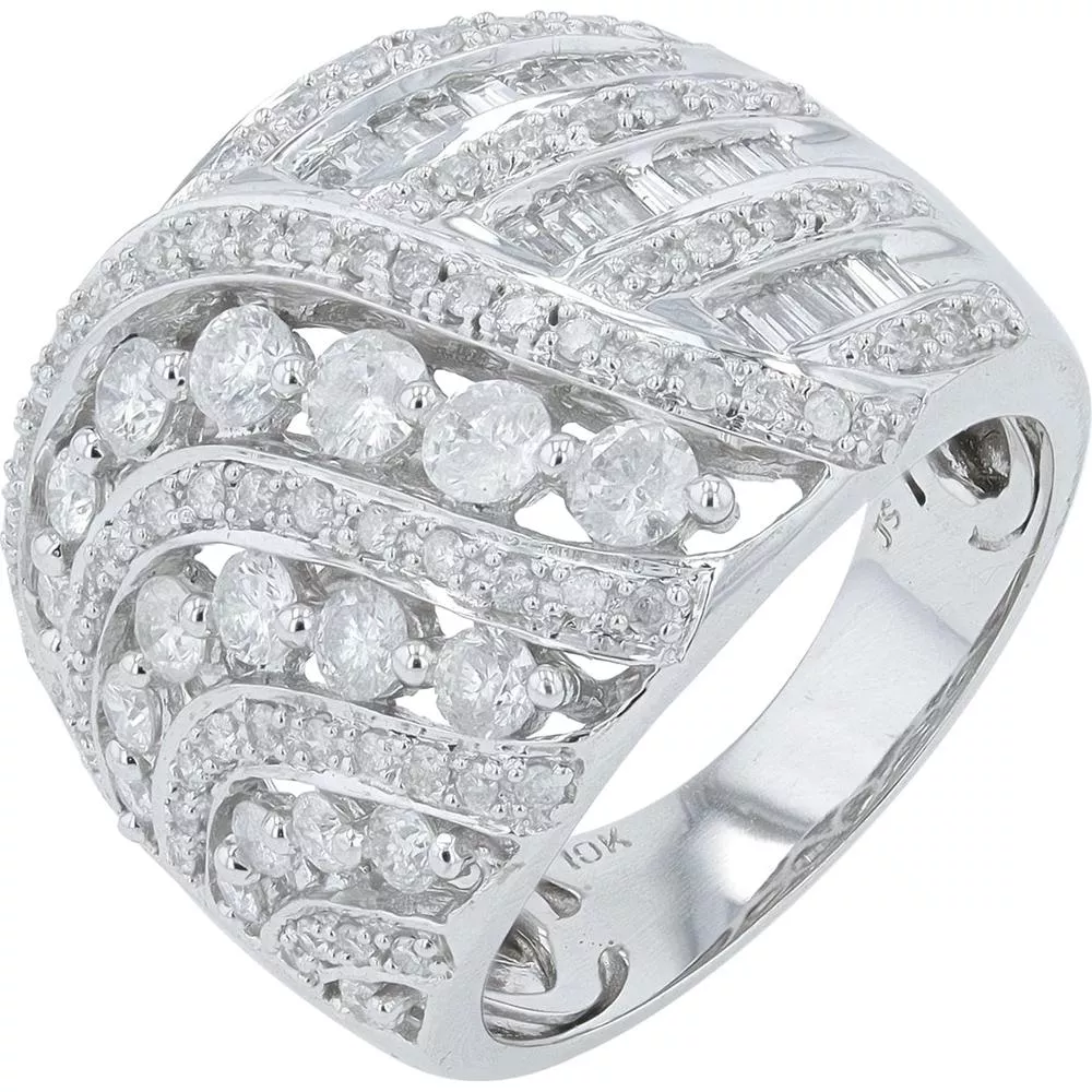 14K White Gold 1.50 Carat Diamond Statement Band Ring