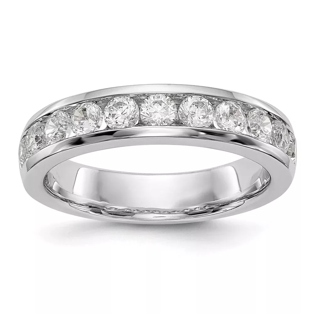 14k White Gold 11-Stone 1 carat Round Diamond Complete Channel Band