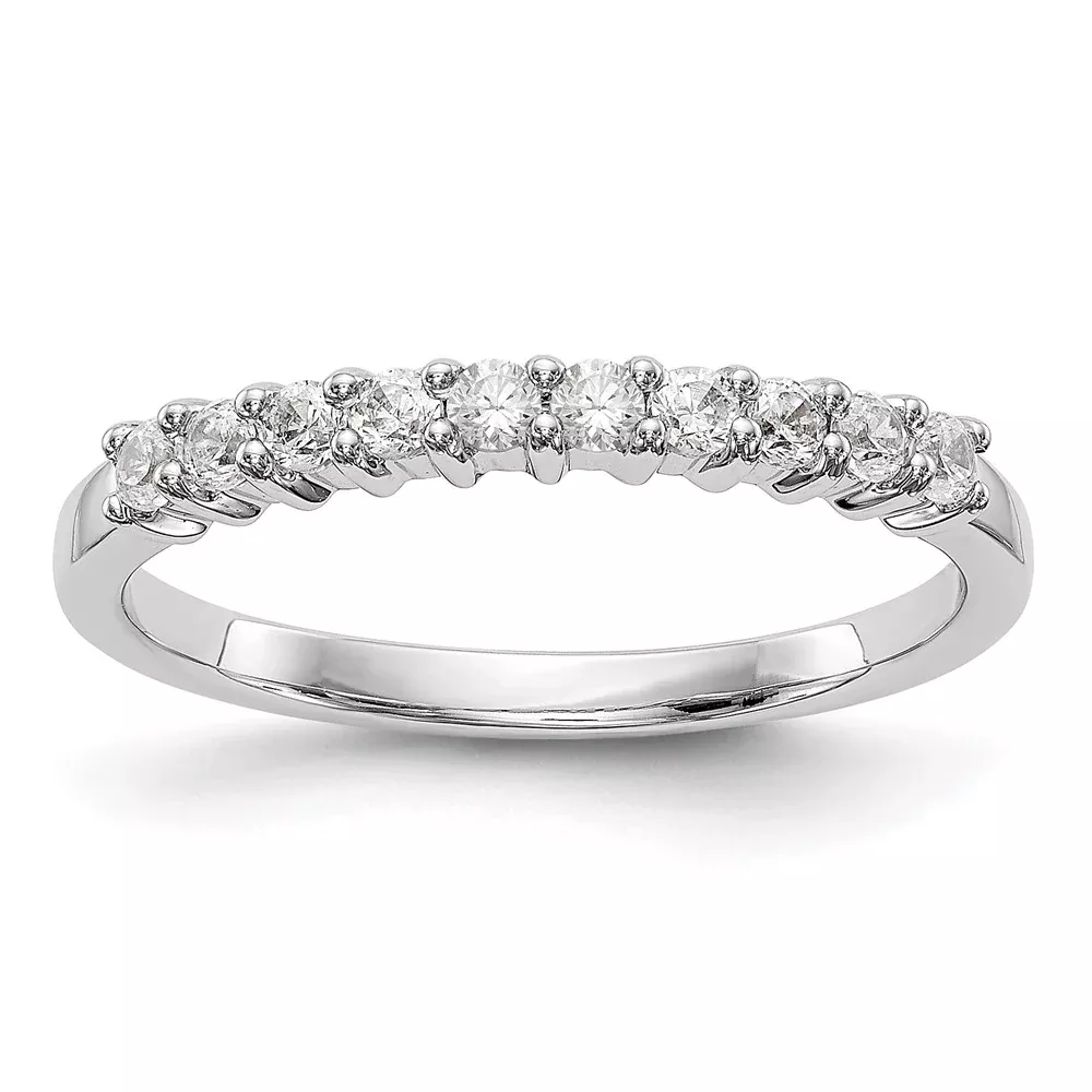 14k White Gold 11-Stone Shared Prong 1 /3 carat Complete Round Diamond Band