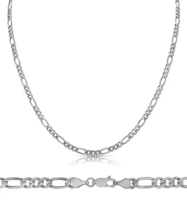 14k White Gold 3.1mm (Nickel Free) Figaro Chain 22 Inches