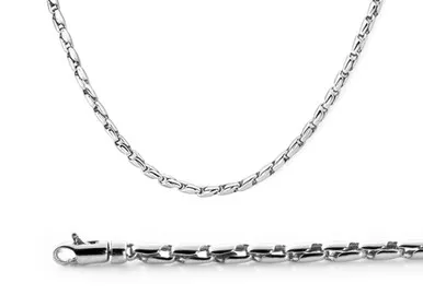 14k White Gold 3.2mm Fancy Hand Made Chain 26 Inches