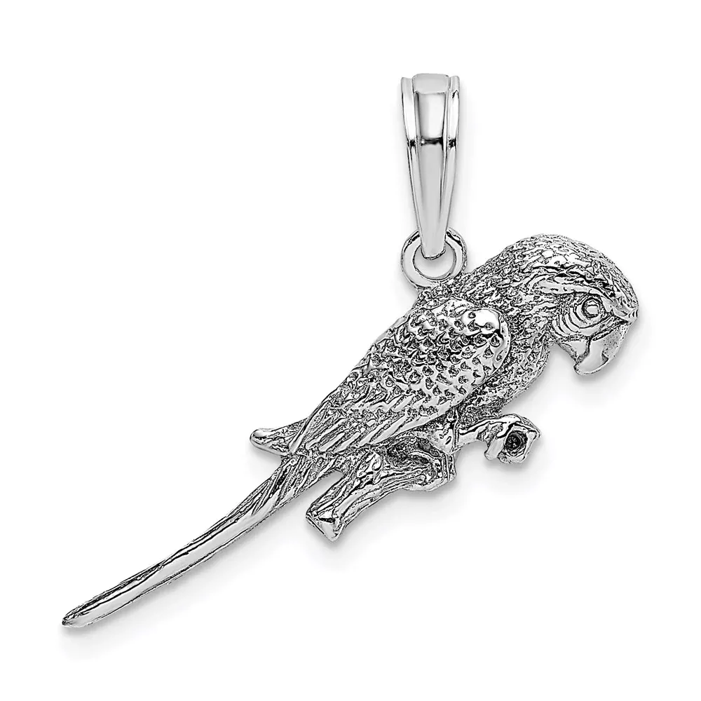 14k White Gold 3-D Parrot Charm