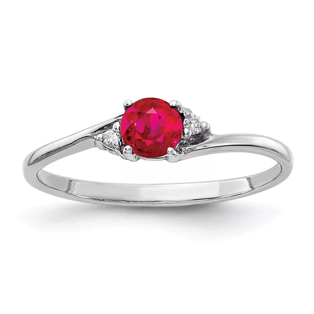 14k White Gold 4mm Ruby AA Diamond ring