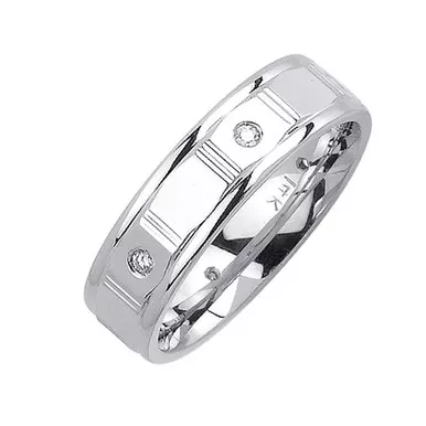 14k White Gold 6mm 0.12ct. Diamond Pave Set Wedding Band