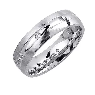 14k White Gold 6mm 0.16ct. Diamond Wedding Band (2636)