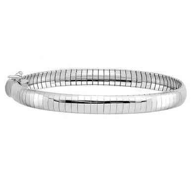 14k White Gold 6mm Domed Omega Bracelet 7 Inches