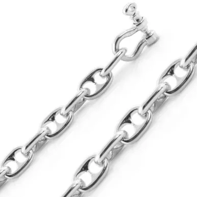 14k White Gold 6mm Solid Puffed Anchor 18 Inches Chain