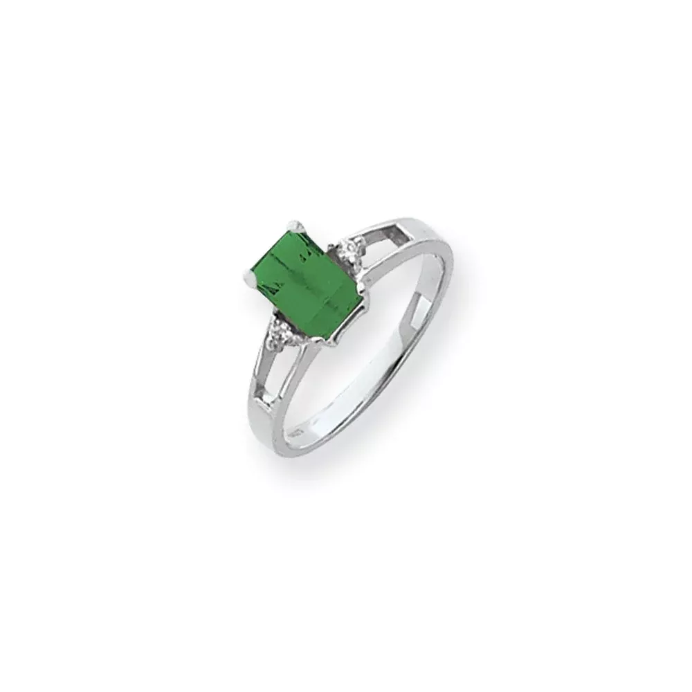 14k White Gold 7x5mm Emerald Cut Mount St. Helens AAA Diamond ring