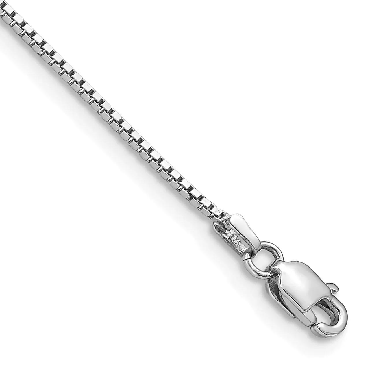 14K White Gold 9 inch .95mm Box with Lobster Clasp Anklet