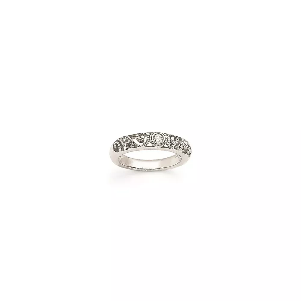 14k White Gold A Diamond Wedding Band