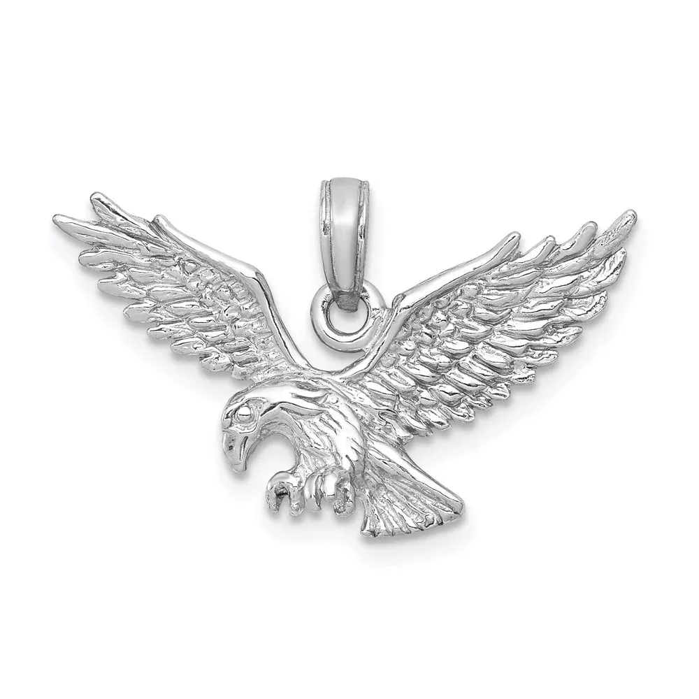 14k White Gold Eagle Landing Pendant
