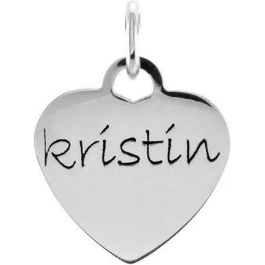 14K White Gold Engravable Heart Pendant 16.00 mm x 15.00 mm