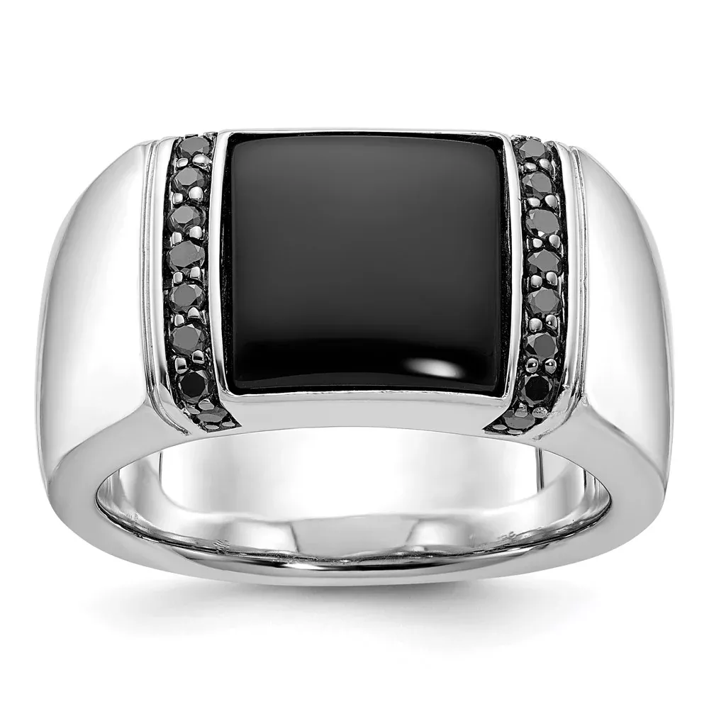 14k White Gold Men's Onyx and Diamond Ring Mounting