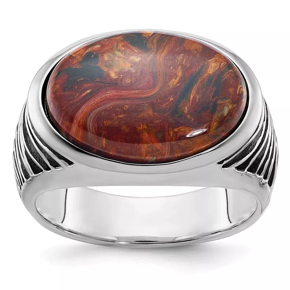 14k White Gold Men's Pietersite Ring Mounting