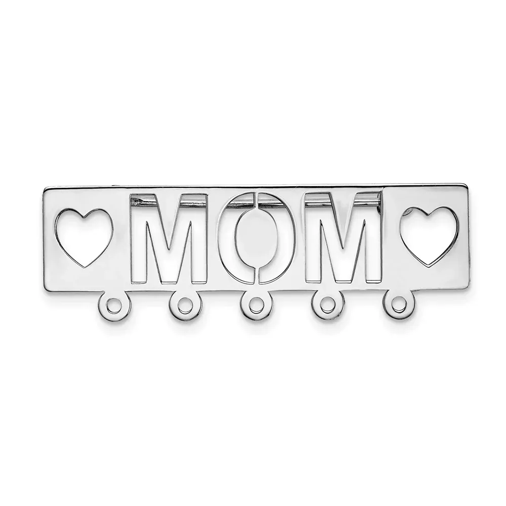 14k White Gold Mom Pin