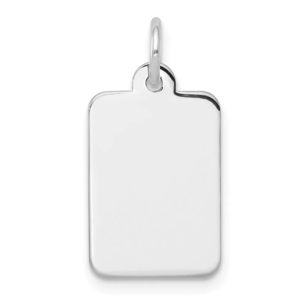 14k White Gold Plain .009 Gauge Rectangular Engravable 14.4×10.4mm Disc Charm