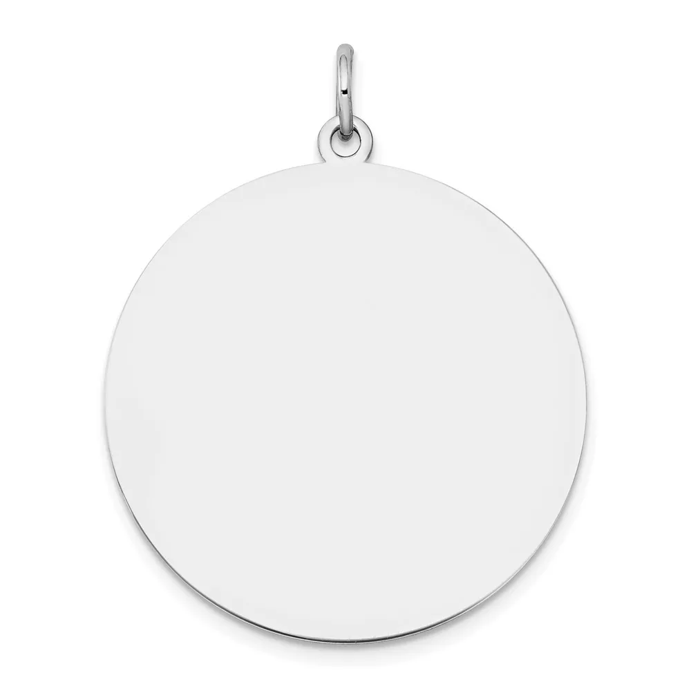 14k White Gold Plain .018 Gauge Round Engravable 25mm Disc Charm