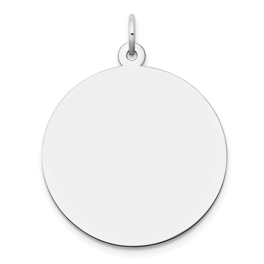 14k White Gold Plain .035 Gauge Round Engravable 24mm Disc Charm