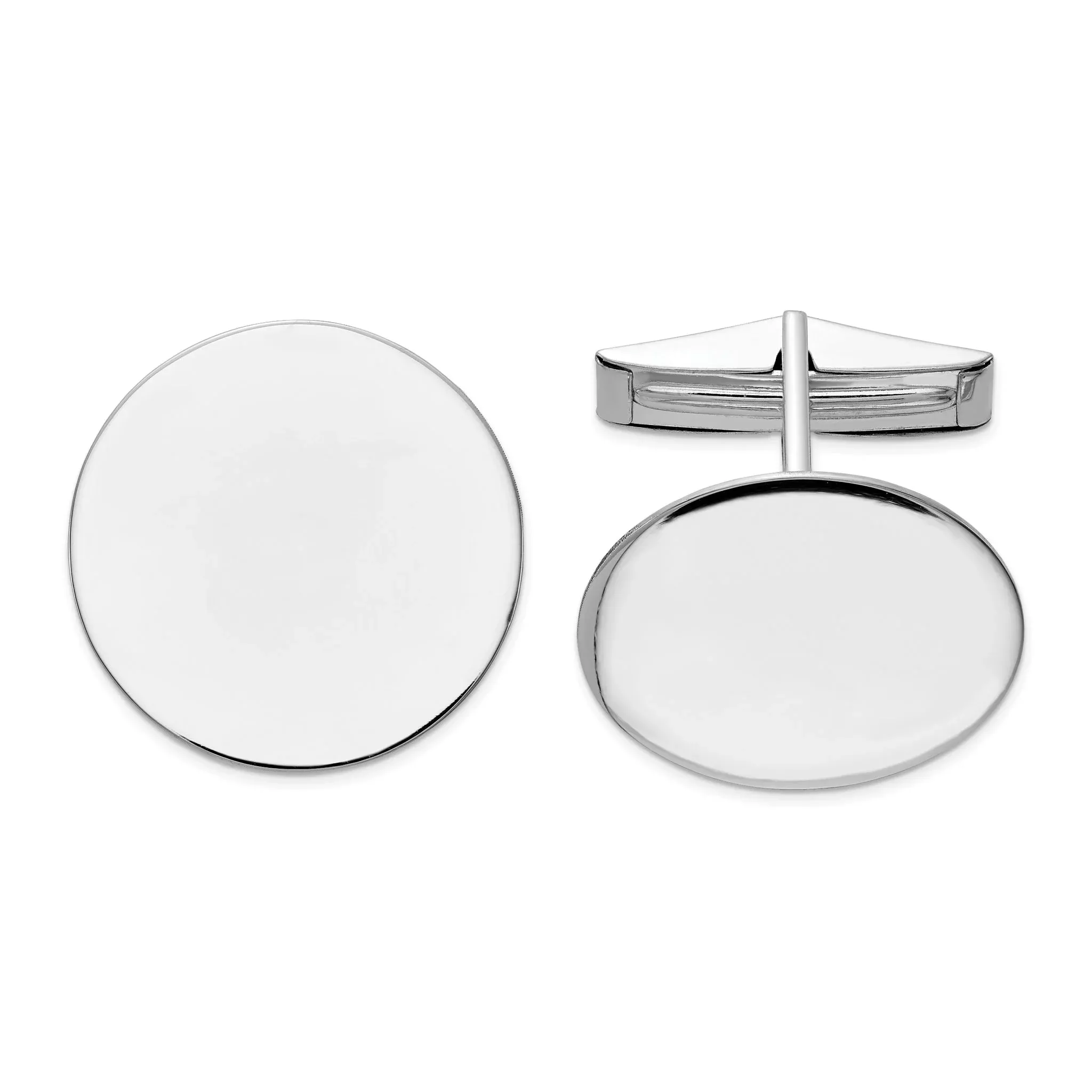 14K White Gold Polished Circular Cuff Links