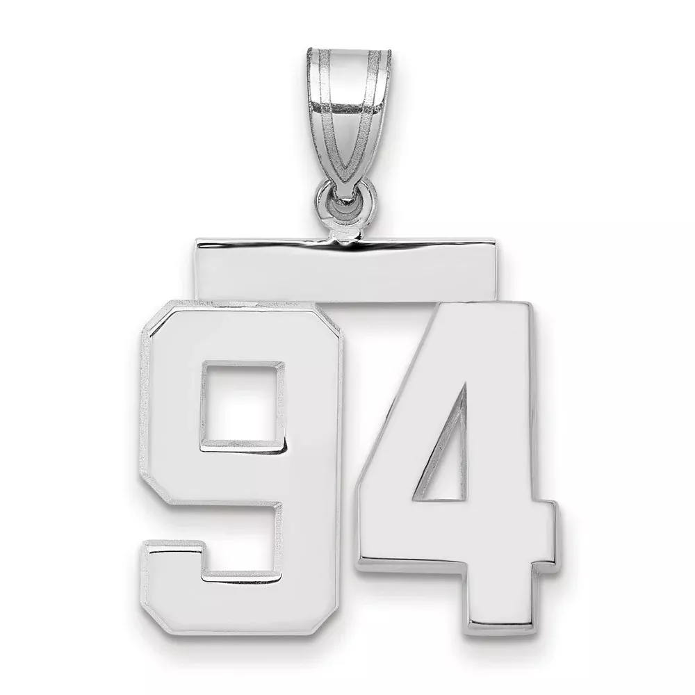14k White Goldw Medium Polished Number 94 Charm