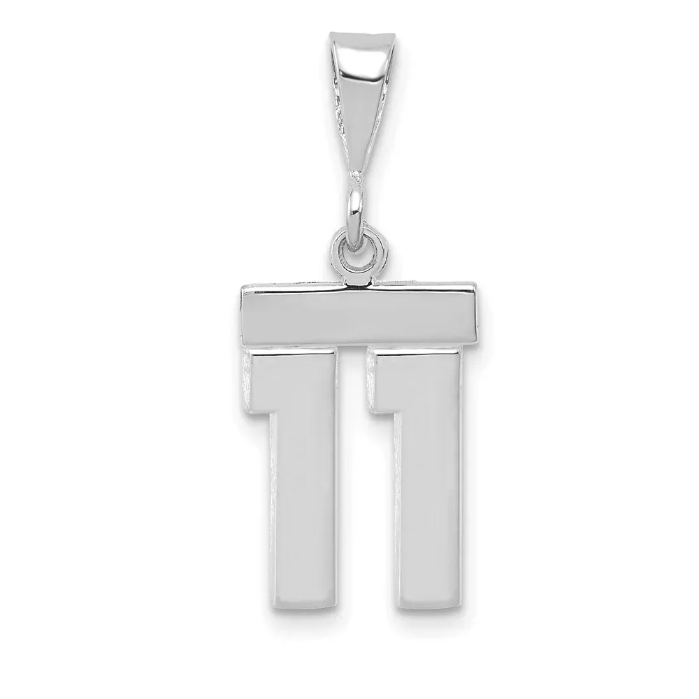 14k White Goldw Small Polished Number 11 Charm