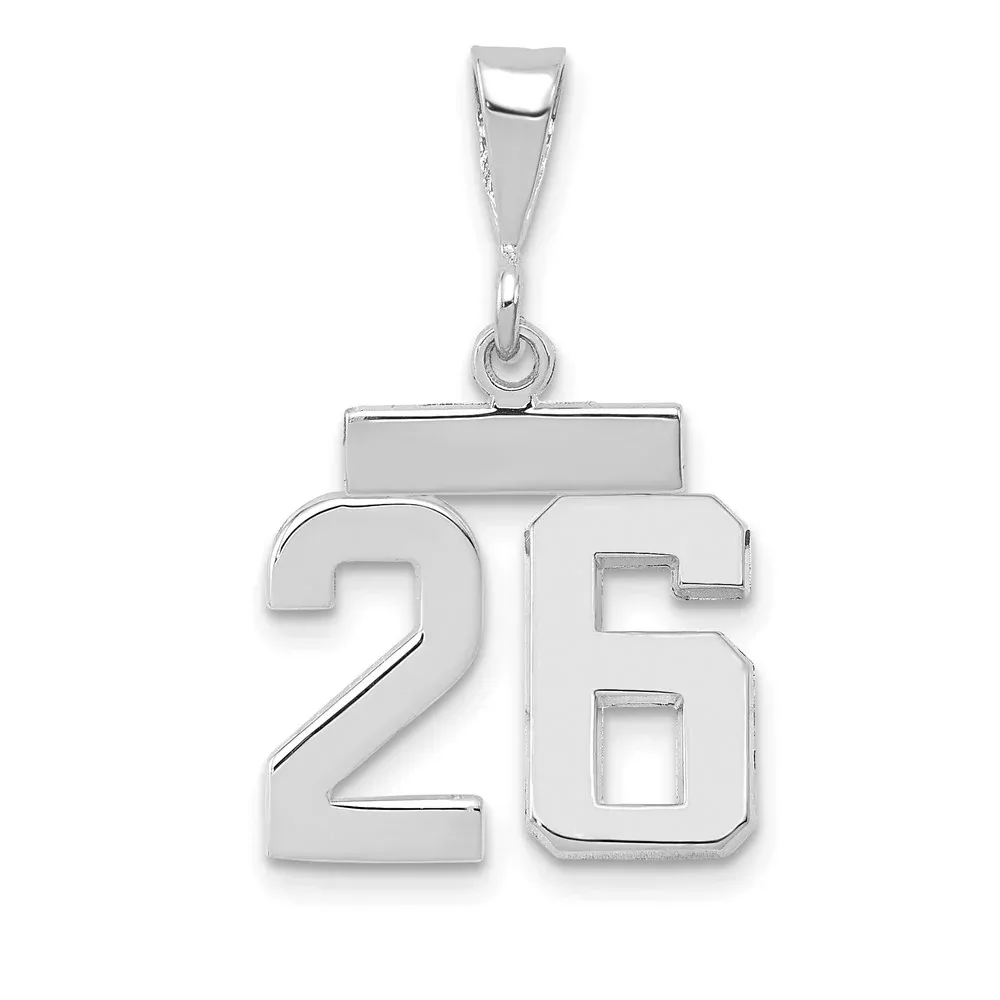 14k White Goldw Small Polished Number 26 Charm