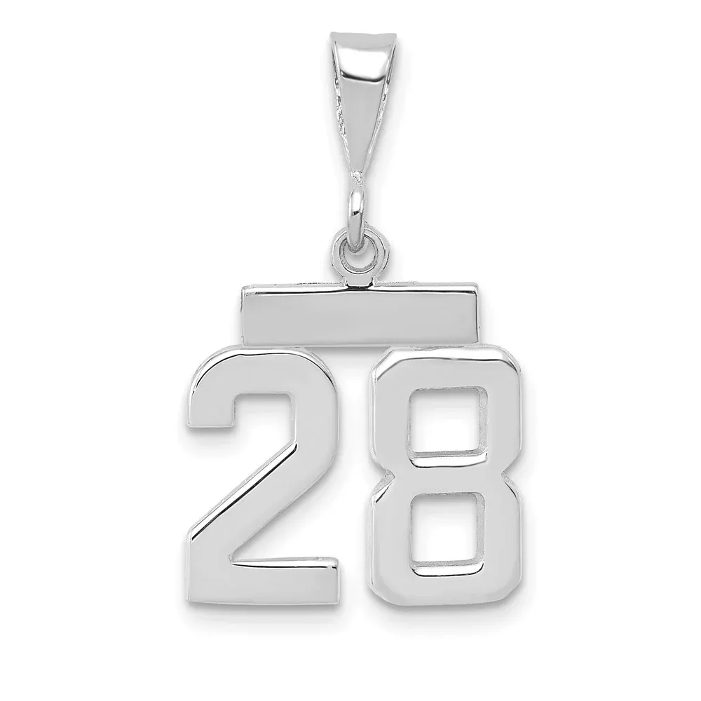 14k White Goldw Small Polished Number 28 Charm