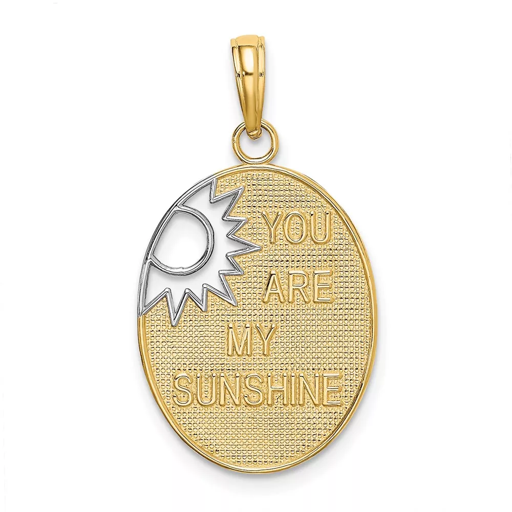 14k and White Rhodium YOU ARE MY SUNSHINE Cut-out Sun Charm