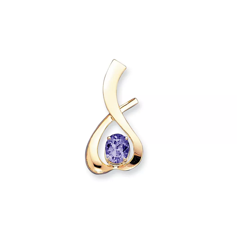 14k Yellow Gold 10x8mm Oval Amethyst slide