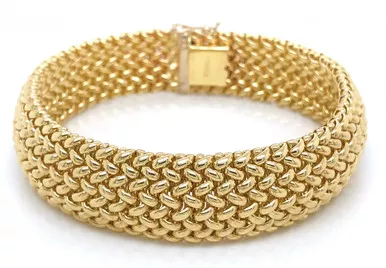 14k Yellow Gold 15mm Mesh Bracelet 7.5Inches