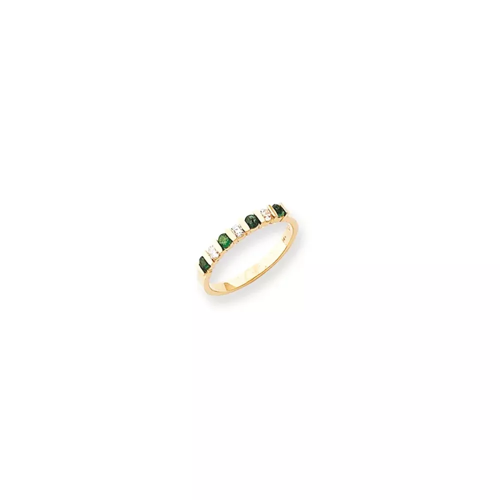 14k Yellow Gold 2.25mm Emerald AA Diamond Anniversary Band
