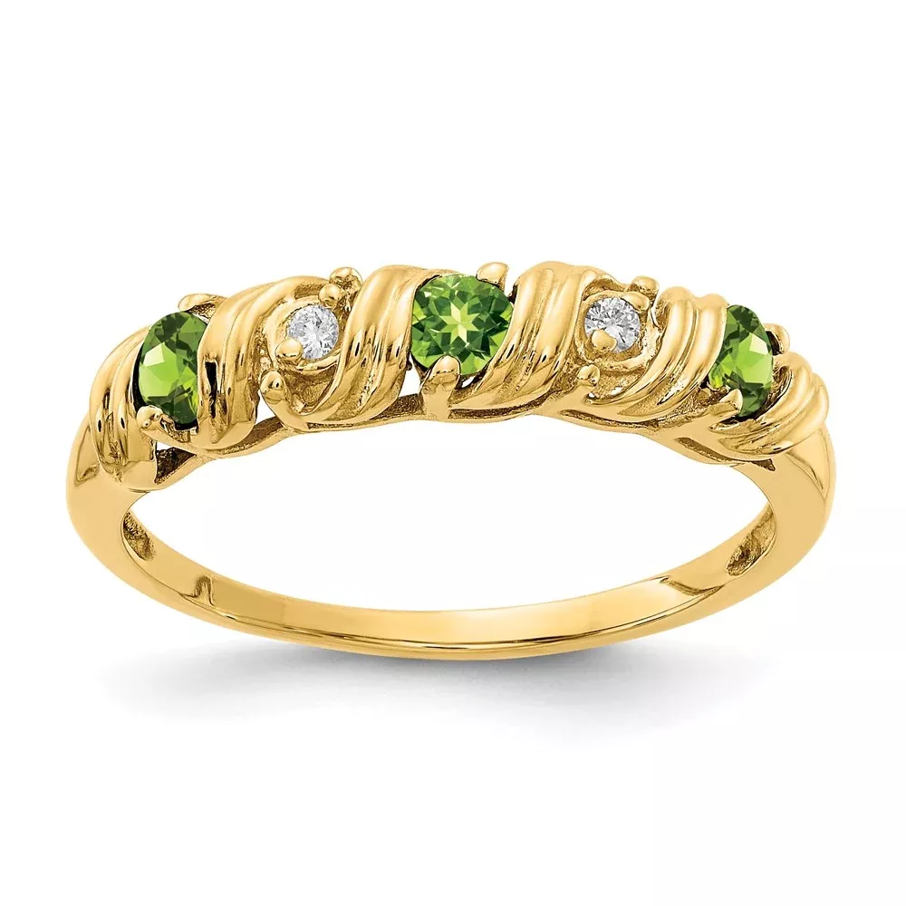14k Yellow Gold 2.75mm Peridot AAA Diamond ring
