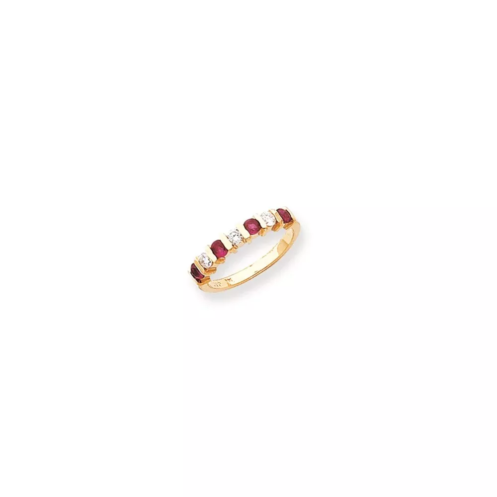 14k Yellow Gold 2.75mm Ruby AAA Diamond Anniversary Band
