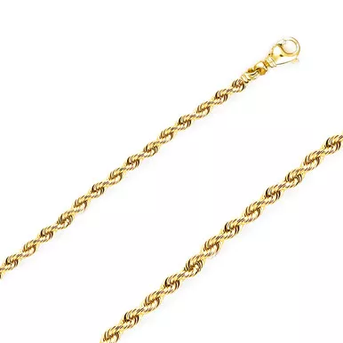 14K Yellow Gold 4mm Regular Rope Chain 24 Inches