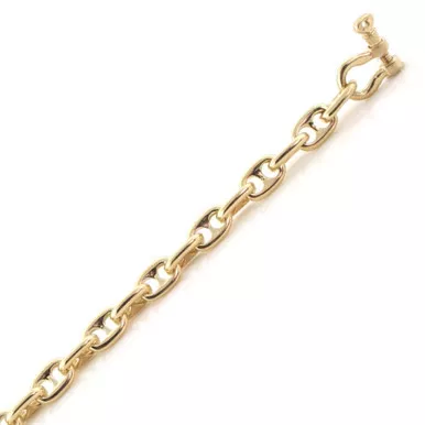 14k Yellow Gold 4mm Solid Puffed Anchor 24 Inches Chain
