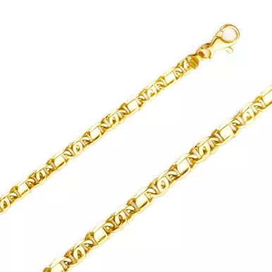 14k Yellow Gold 6.5mm Hand Made Tiger Eye Chain 20 Inches