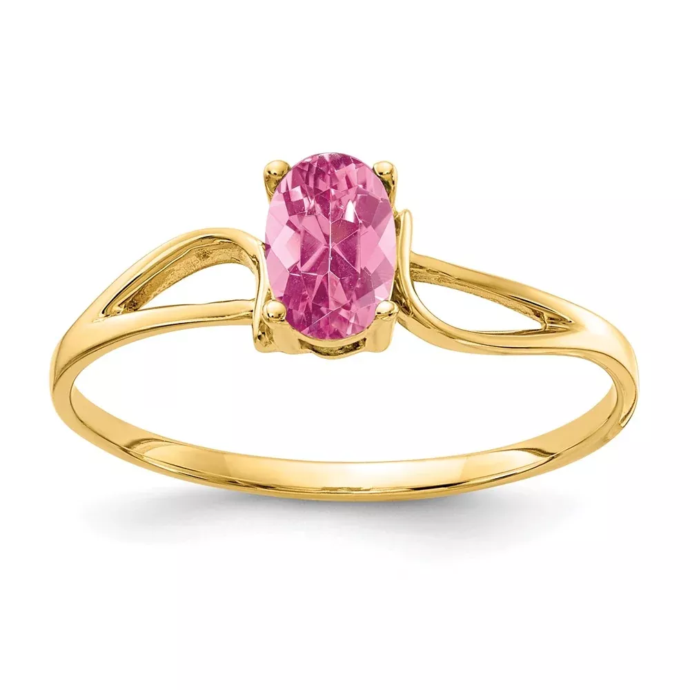 14k Yellow Gold 6x4mm Oval Pink Tourmaline Ring