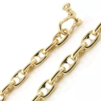 14k Yellow Gold 7mm Solid Puffed Anchor 9 Inches Bracelet