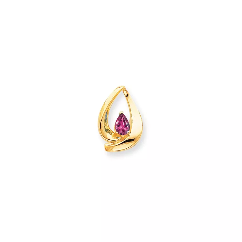 14k Yellow Gold 7x5mm Pear Pink Tourmaline slide
