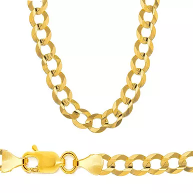 14K Yellow Gold 9.5mm Open Curb Link Chain 30 Inches